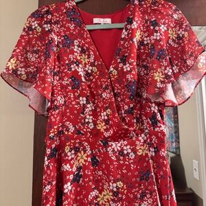 Parker red floral dress